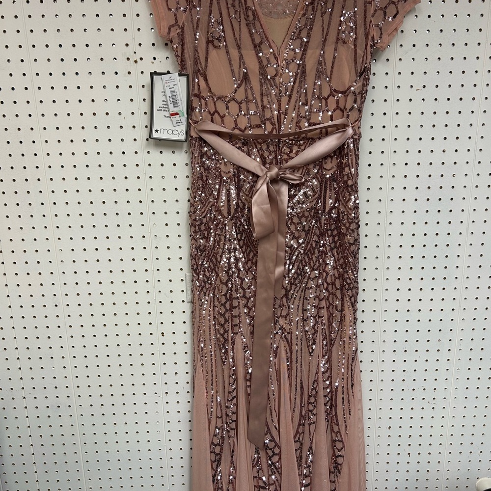 R&M Richards Blush Pink Sequin Prom Dress - Picture 4 of 10